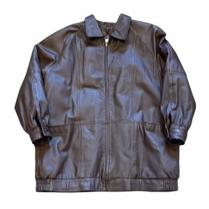 Venezia Brown Leather‎ Zip Quilted Jacket